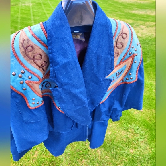 DOMALLO Jean & Leather Vintage Bomber Jacket. Excellent Condition Size Medium - Picture 4 of 7